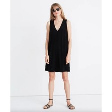 Madewell Sleeveless V-Neck Heather Button-Front Dress Size XXS Minimalist LBD