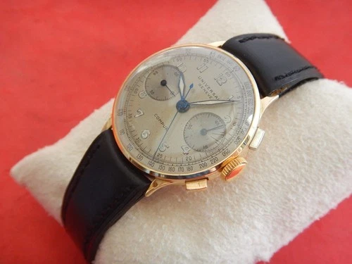 1940' CHRONO UNIVERSAL GENEVE COMPAX OR 18K Cal. 386 COMPLETE SERVICE SUPER ÉTAT
