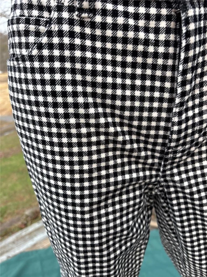 Pantalones ajustados Talbots "Impecables" de terciopelo elástico blanco y negro a cuadros para mujer 8 Foto 3 de 4