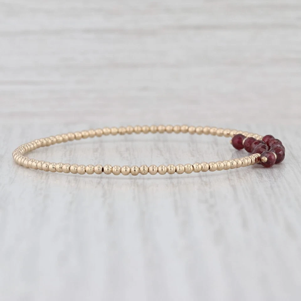 Brazalete Brazalete Bypass Granate Oro Amarillo 14k 6.5" Ajustable Foto 4 de 4