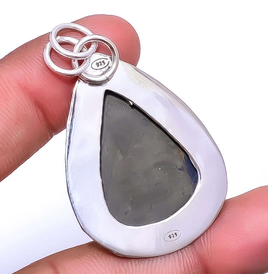 Colgante Bali de plata 925 con pirita de oro en magnetita Healer 1,95" P515, Navidad Foto 2 de 4