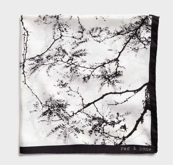 Rag & Bone women's Archive Silk Bandana - White / Black - retail $95