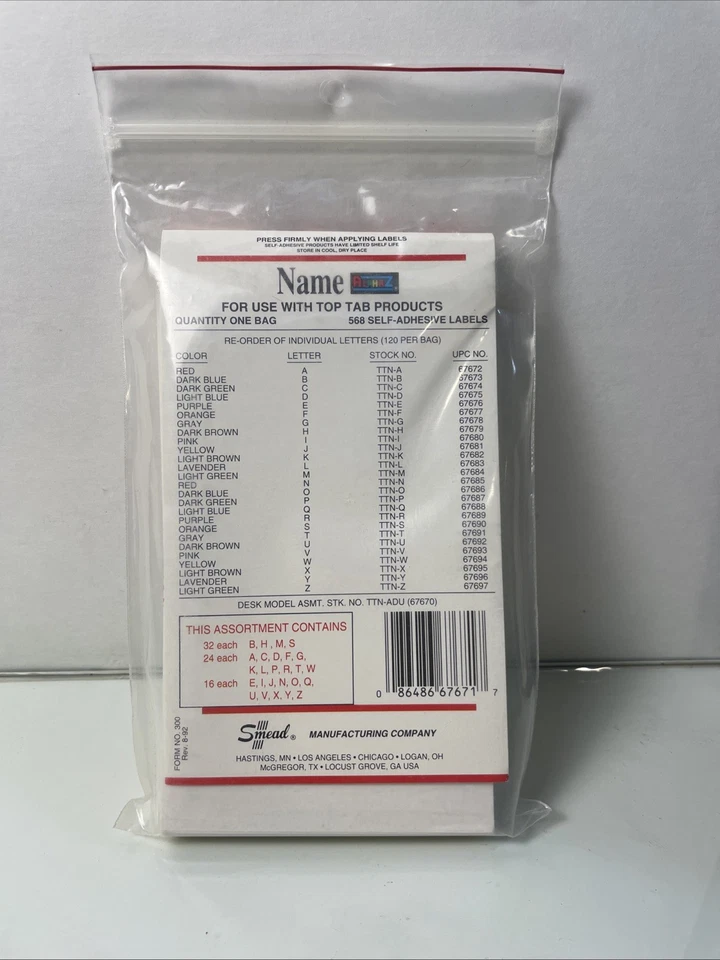 Smead AlphaZ Color Coded File Labels Starter Kit TTN-ASMT A–Z Set 566 Labels NEW - Image 2 of 4