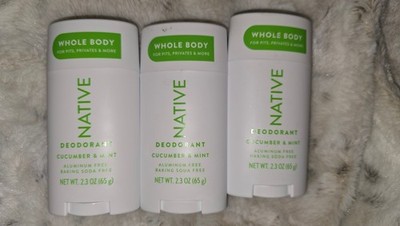 3 Pack Native Whole Body Deodorant Cucumber Mint Aluminum Baking Soda Free 2.3oz