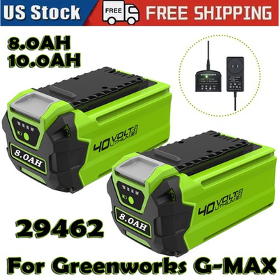 #ad 8.0Ah For Greenworks G MAX 40V Lithium Battery Charger 29472 29462 29252 20202 $147.99