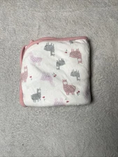 Just One You Carters Baby Blanket White Pink Gray Llamas Receiving Swaddle Terry