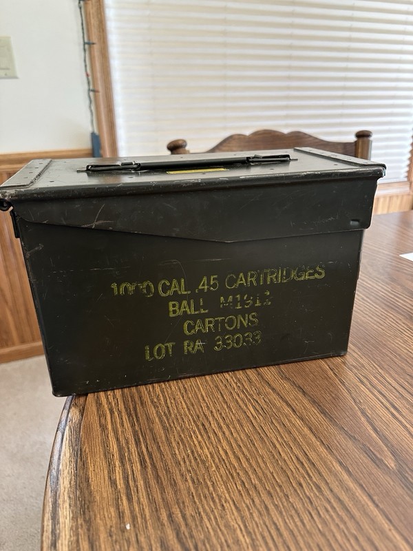 Vintage Military Ammo Box 1000 CAL.45 Cartridges Ball M1911 Carton Lot RA 33033