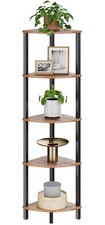5Tier Corner Bookshelf Industrial Ladder Shelf Rustic Display Stand Brown