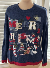Vintage Heirloom Collectibles Women Sweater Medium Snowman Embroidered Christmas