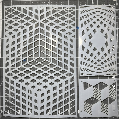 3Pc Squares 3D Effect Rubik s Cube Airbrush Paint Stencils Stencil Set Cubes 11 