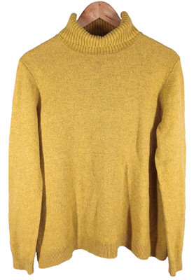 WoolOvers Pullover Damen Large senfgelb 100% Lammwolle Polokragen Pulli