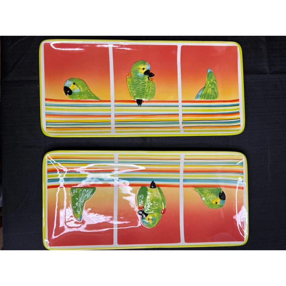 Set of 2 Essential Home Parrot Themed Serving Platters ~ Great for Parties - Image 3 of 4