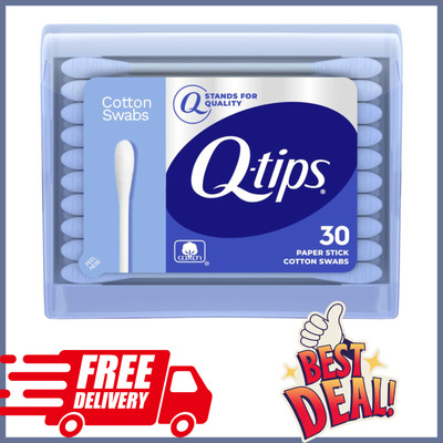 Qtips Swabs Travel Pack,30 Count,Pack of 1 blue,100% Cotton,ORIGINAL,For All-USA