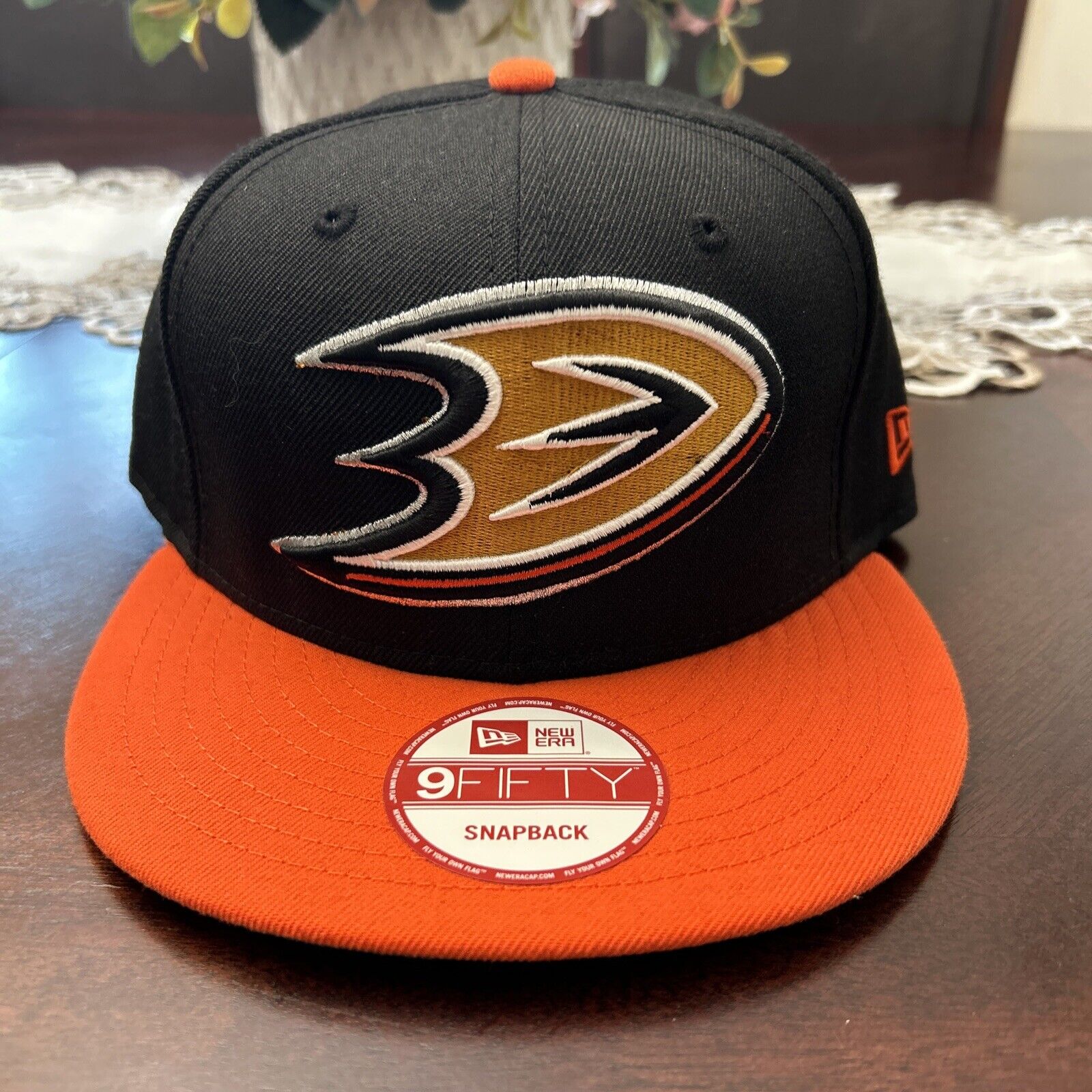New Era 9FIFTY Anaheim Ducks Snapback Hat Black White Orange
