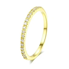 Yellow Gold Plated Cubic Zirconia Engagement Wedding Band Stackable Ring Jewelry
