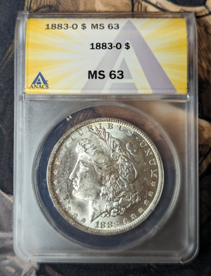 1883-O Morgan Silver Dollar ANACS MS 63 - Superb Luster, Rare New