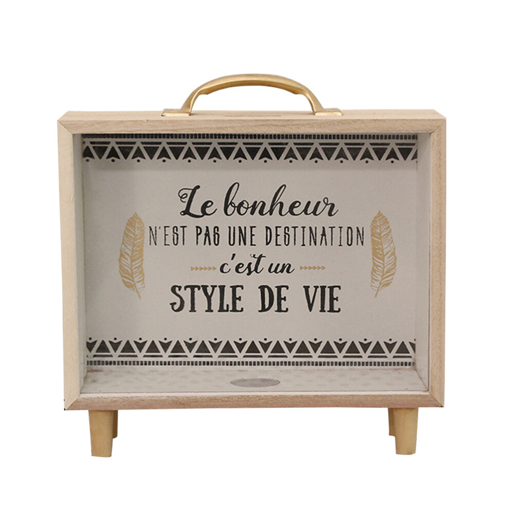 Creative Nordic Wooden Piggy Bank Saving Pot Bedroom Desktop Decoration