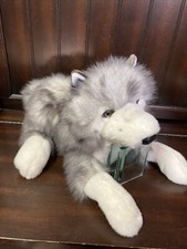 Folkmanis Timber Wolf Husky Full Body Realistic Hand Puppet Plush 24  with Tail