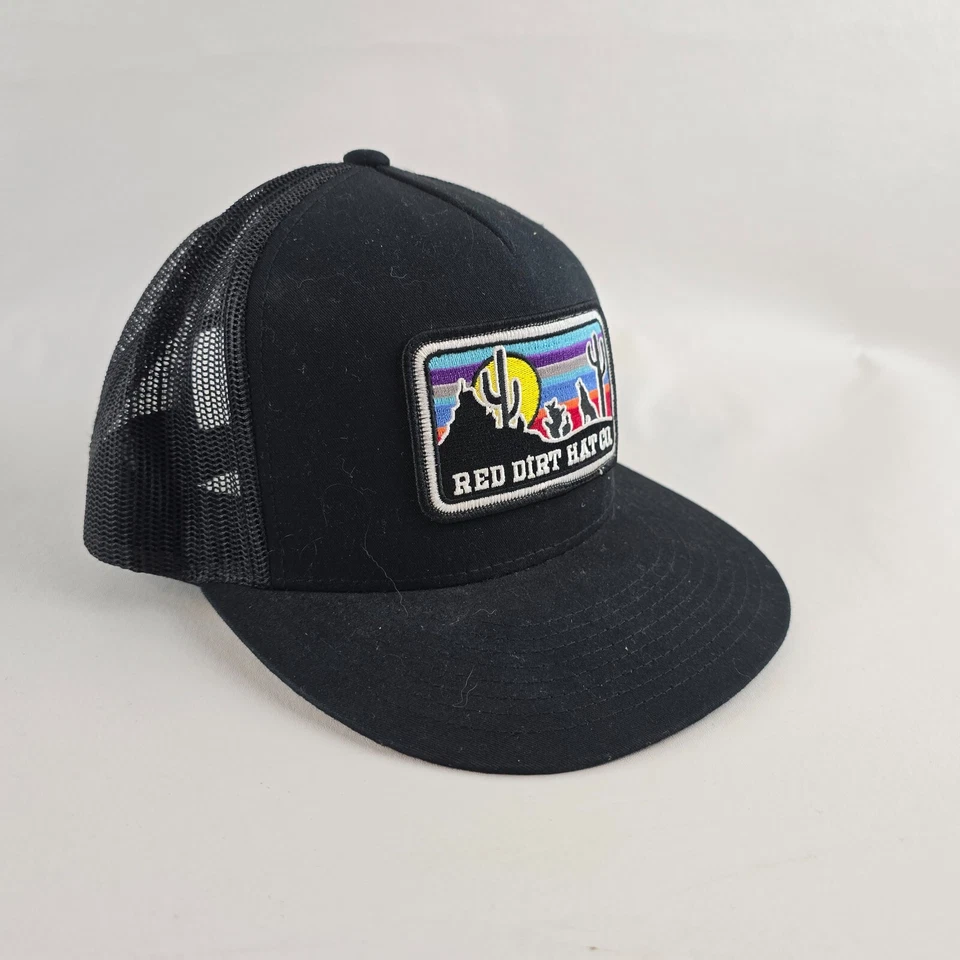 Red Dirt Hat Co Trucker Hat Para Hombres Gorra de Malla Ajustable Snapback Negra Occidental Foto 2 de 4