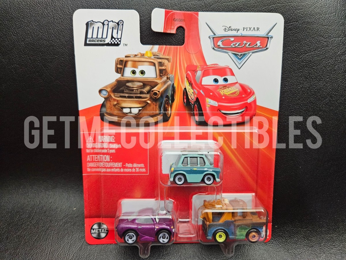 DISNEY PIXAR CARS MINI RACERS PROFESSOR Z HOLLEY MATER 3 PACK FREE