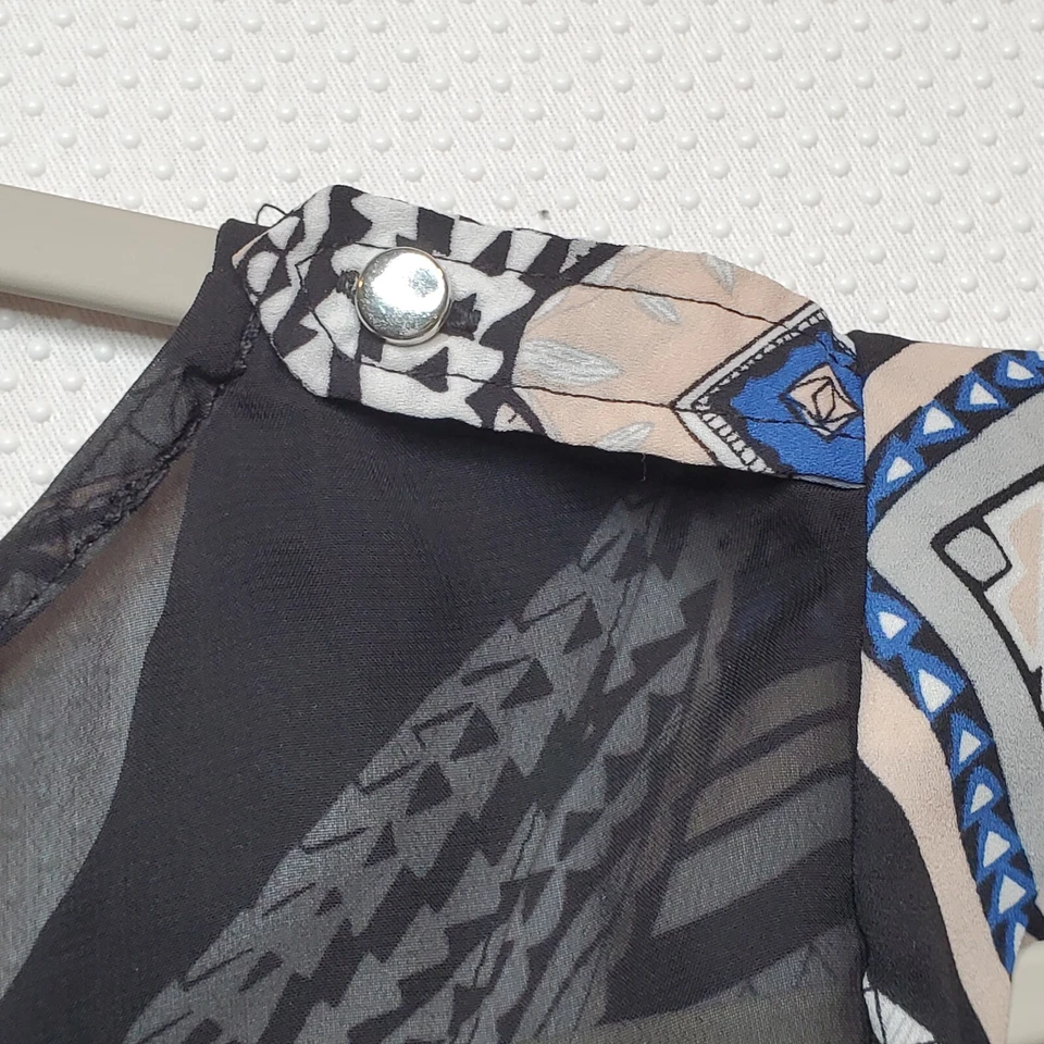 Mossimo Womens Sleeveless Top Shirt Extra Small Black Blue White Print - Image 4 of 4