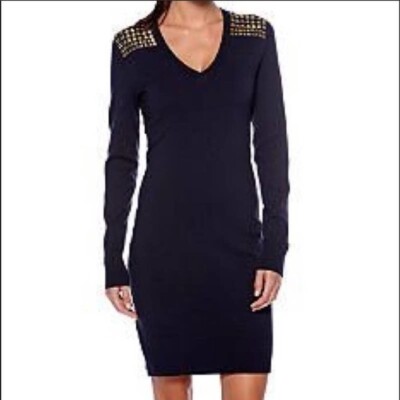 Michael Kors Black Sweater Knitted Dress Decorative Shoulder Studs Dress Sz XS | eBay Michael Kors Black Sweater Knitted Dress Decorative Shoulder Studs Dress Sz XS | eBay