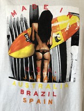 VTG.90’s LOST Made In USA JAPAN AUSTRALIA BRAZIL SPAIN Booty Surf Mens T-shirt L