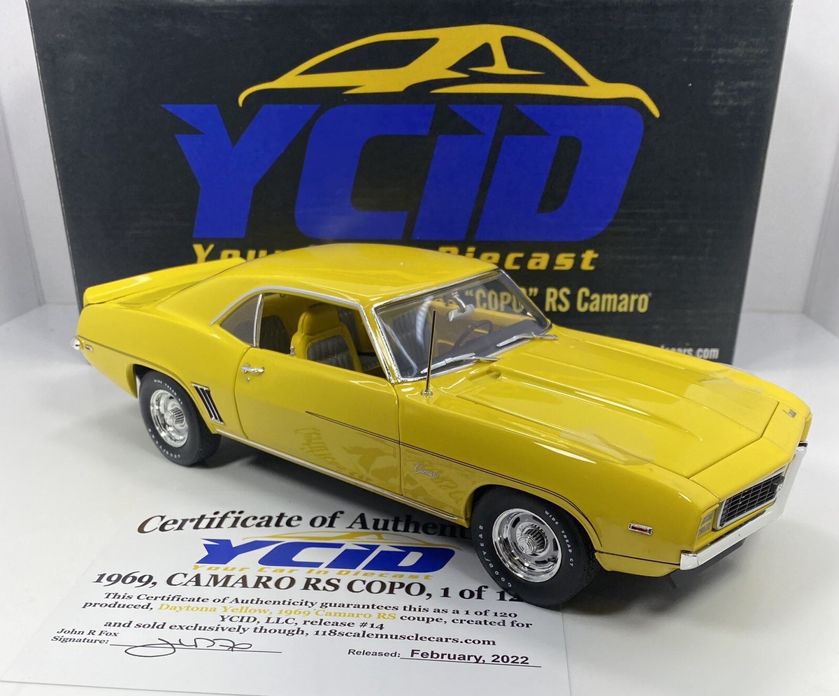 YCID 1/18 scale 1969 CAMARO RS COPO”YELLOW…Only 120 Made