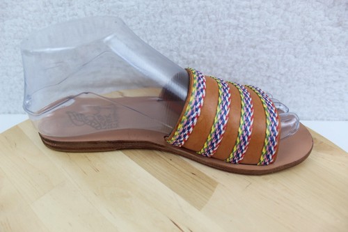 Ancient Greek Leather Sandal Women 7 Brown Slip On Shoe Flat Beach Summer Travel - Picture 10 of 11