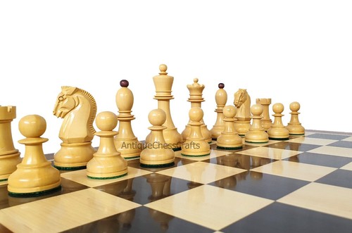 1950s' Fischer Dubrovnik Chess Pieces Boxwood & Mahogany Stained - 3.8 King - Picture 10 of 11