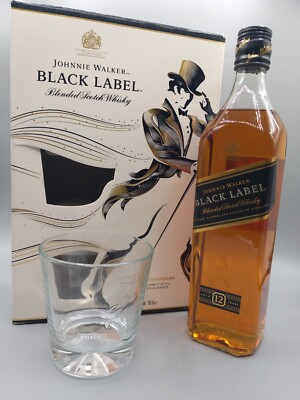 Johnnie Walker 12 Years Black Label Whisky 40% Set mit 2 Tumbler Limited Edition