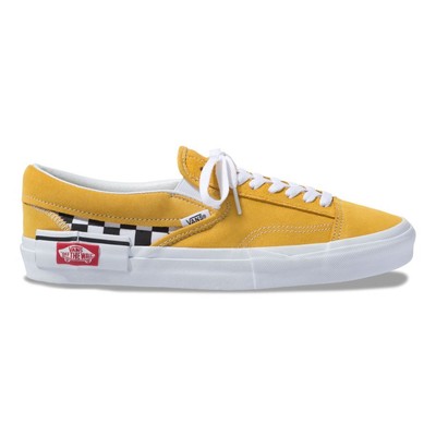 checkerboard vans slip on yellow