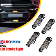 4x 6LED Amber Recovery Strobe Marker Light Flashing Light Bar Beacon Car 12/24V