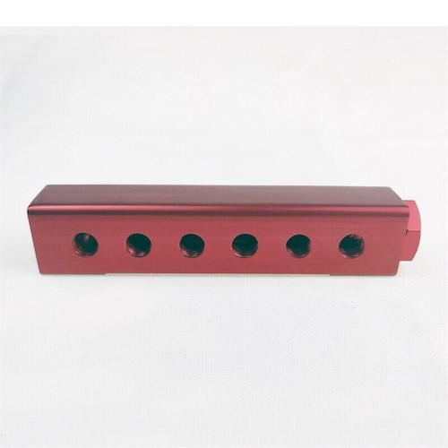 Red 6 Port Vacuum Block Intake Manifold Kit Fuel Gas Wastegate Turbo Boost - Picture 3 of 9