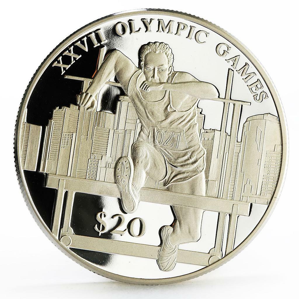 Liberia 20 dollars Sydney Olympic Games series Hurdling proof