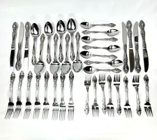 Lot of 38 Pc International Decorator Embassy Flatware Stainless Japan Spoon Fork