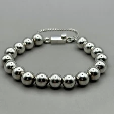 Silpada Sterling Silver Bead Bracelet 925 Signed Safety Chain Fits 7"