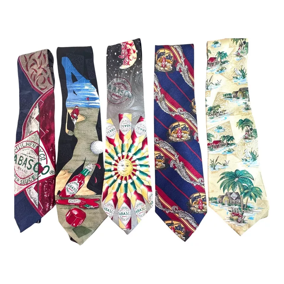 Лот из 17 Винтажных Галстуков Tabasco Новинка Редкие Трудно найти Коллекция Перцы Рождество - Изображение 4 из 4