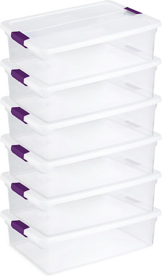 6-Pack Clearview Latch Box, Stackable Storage under Bed Organizer Bins, 32 Quart