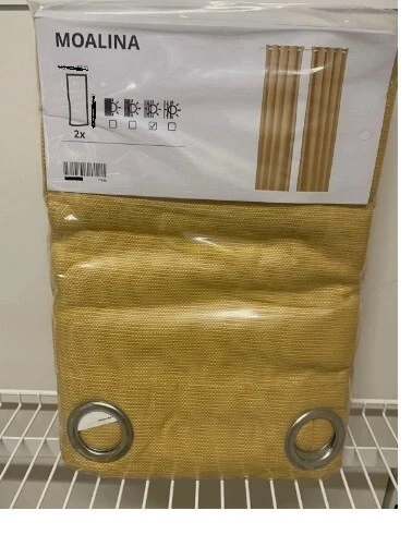 New IKEA MOALINA Curtains, 1 pair, yellow, 145x300 cm, 004.910.60