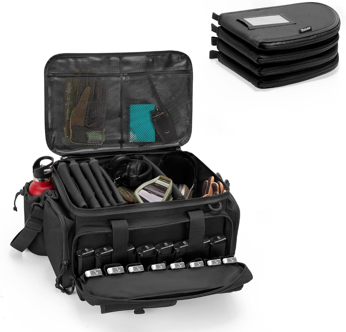 30L Tactical Gun Range Bag – Fits 4 Pistols, Single Shoulder, MOLLE, Water Resistant Nylon, Black