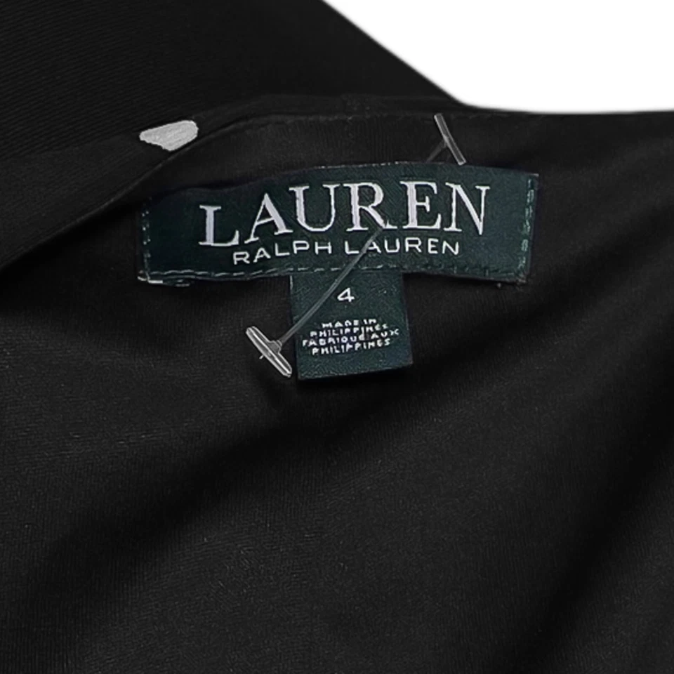 Vestido Ralph Lauren para mujer envolvente sintético negro a lunares elástico cuello en V sin mangas 4 Foto 3 de 4