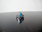 VINTAGE OVAL TURQUOISE ORNATE OPENWORK STERLING SILVER STAMPED 925 RING SZ 7