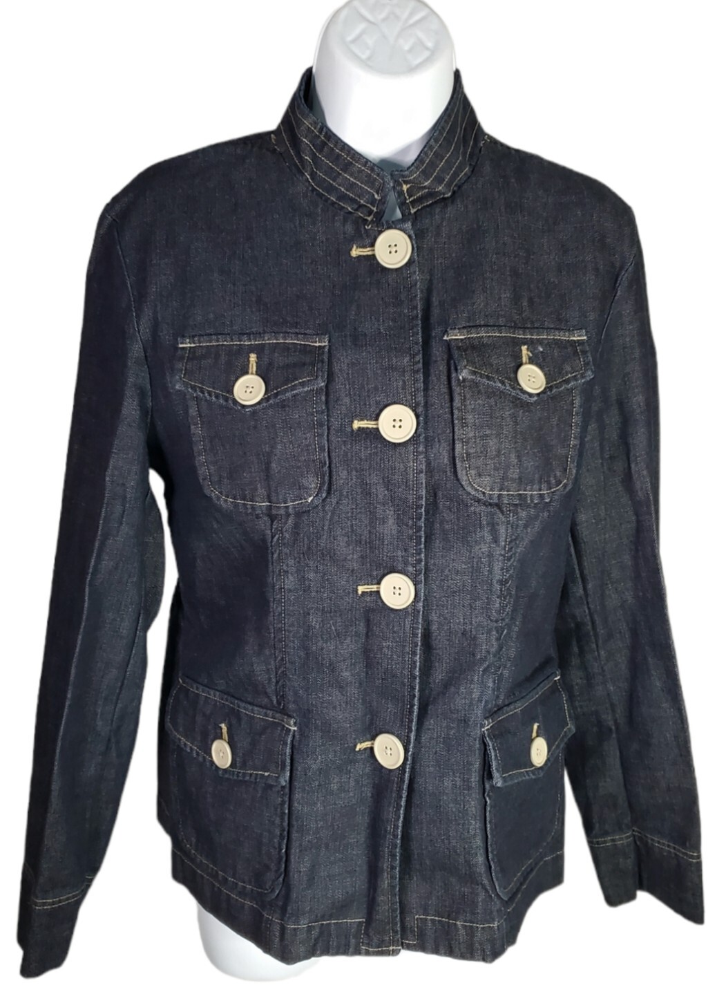 Gap Womens Size 8 Jacket Dark Denim Jean Button Front With Pockets Nice!