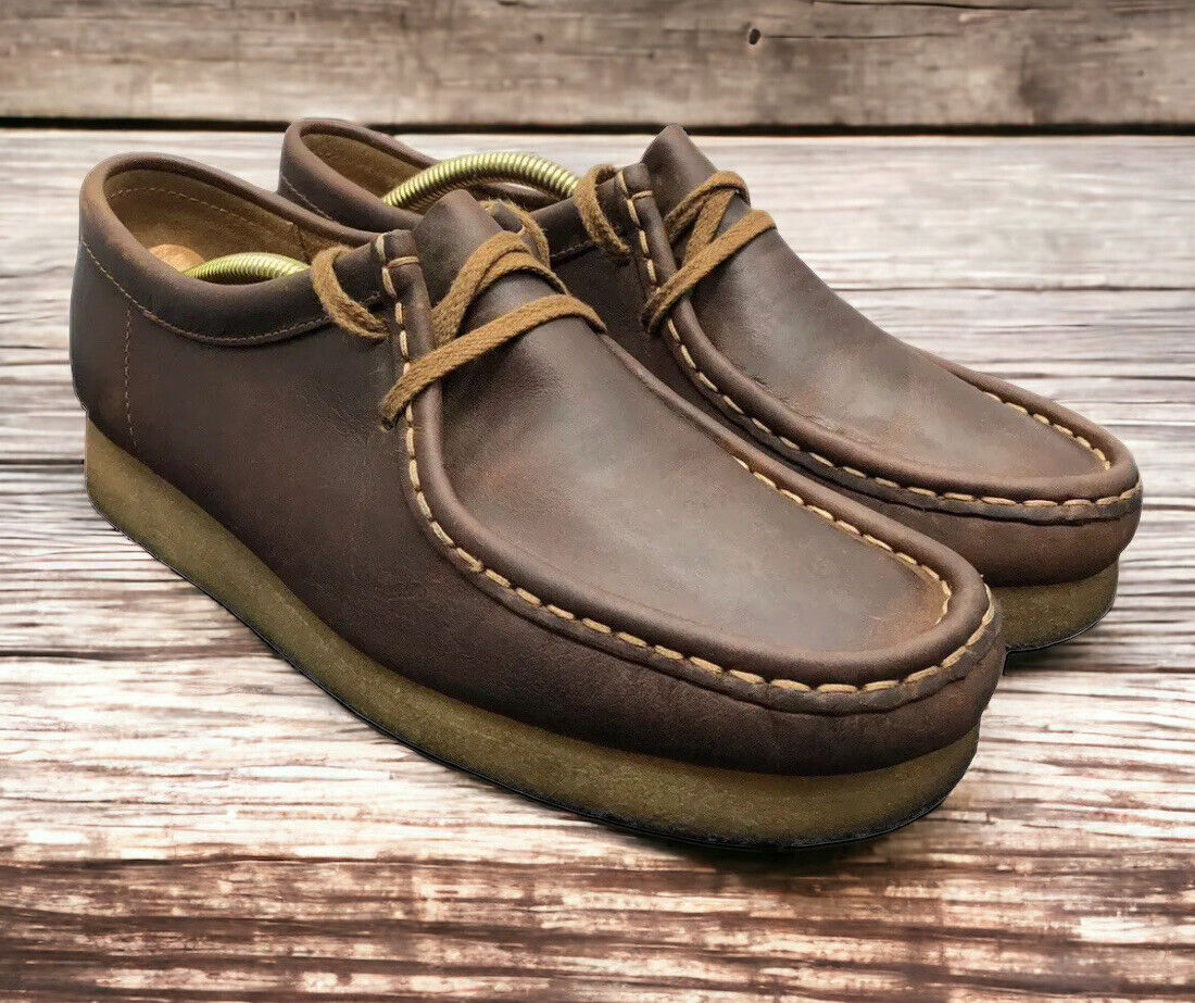 Clarks Wallabee Brown Leather Boots Beeswax Shoes 26103610 Clarks Wallabee Brown Leather Boots Beeswax Shoes 26103610