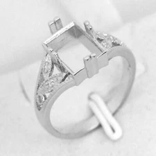 Art Deco Style Sterling Silver Semi Mount Ring Setting Emerald OCT 10x8mm