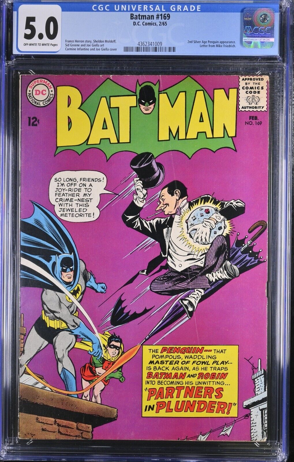 Batman #169 CGC 5.0 2nd Silver Age Penguin appearance (1965)