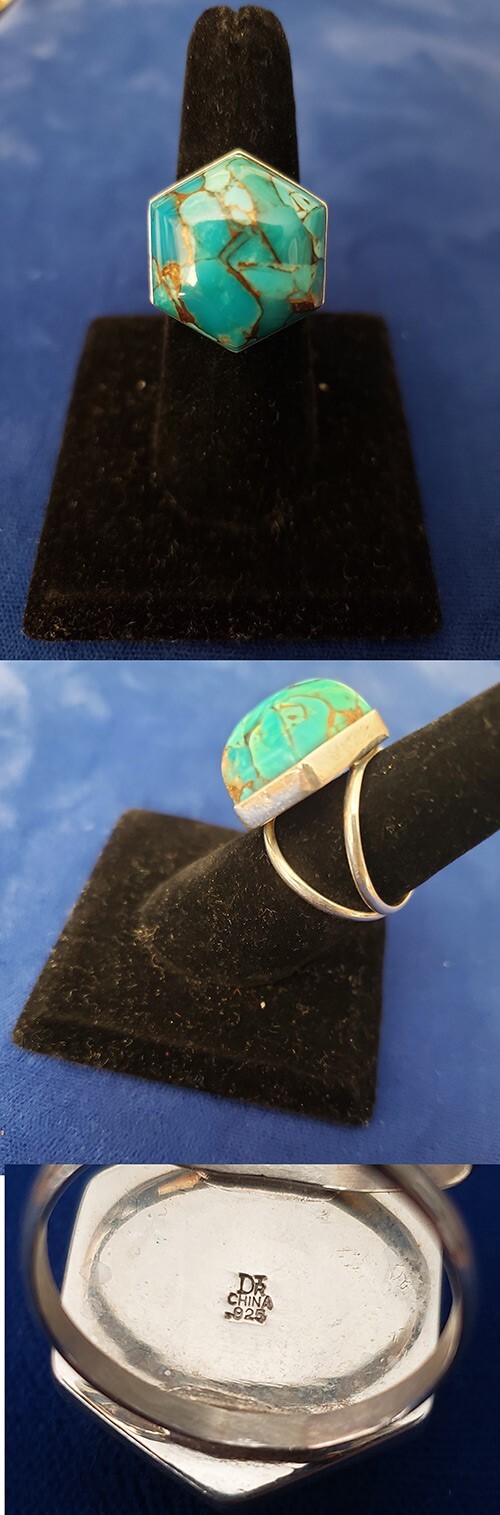 Jay King STERLING SILVER RING Hexagonal Copper Tu… - image 1