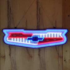 Chevrolet Flex LED lighted sign 40" Steel neon Garage lamp Chevy Bowtie Licensed