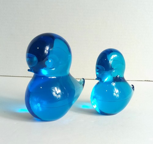 Vintage Blue Mouth Blown Art Glass Birds FM Konstglas by Ronneby Sweden - Picture 7 of 7